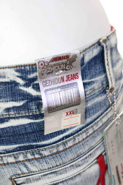 GezHidun Jeans Womens Cotton Bootcut Acid Washed Jeans Blue Size 2XLT