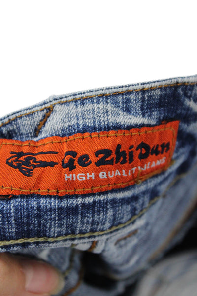 GezHidun Jeans Womens Cotton Bootcut Acid Washed Jeans Blue Size 2XLT