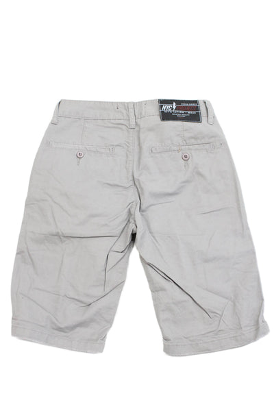 NYC Project Mens Cotton Buttoned Zip Flat Front Slip-On Shorts Gray Size EUR 26
