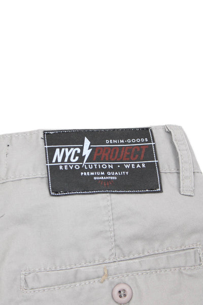 NYC Project Mens Cotton Buttoned Zip Flat Front Slip-On Shorts Gray Size EUR 26