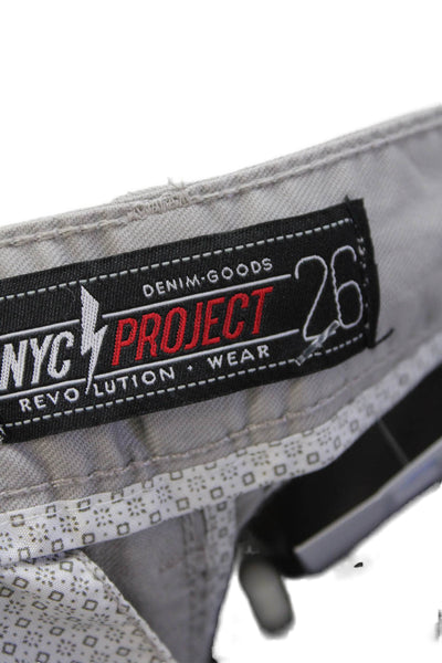 NYC Project Mens Cotton Buttoned Zip Flat Front Slip-On Shorts Gray Size EUR 26
