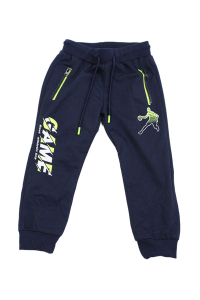 Alta Linea Boys Cotton Graphic Print Drawstring Jogger Sweatpants Navy Size 4Y