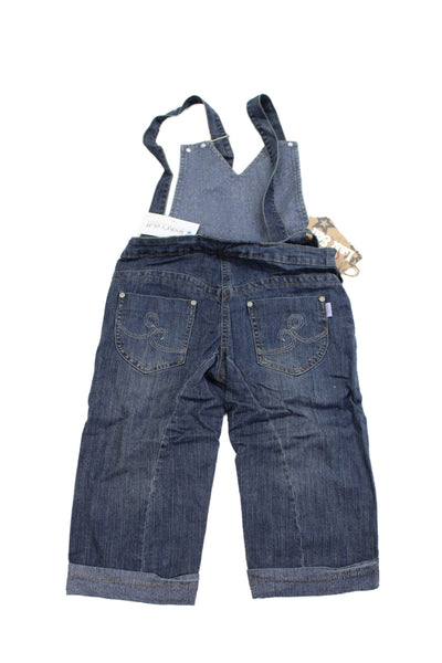 Last Star Girls Cotton Buttoned Dark Wash Denim Cuffed Hem Overalls Blue Size XL