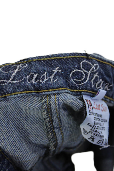 Last Star Girls Cotton Buttoned Dark Wash Denim Cuffed Hem Overalls Blue Size XL