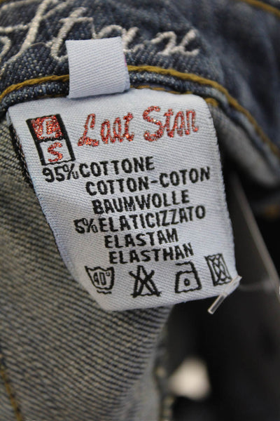 Last Star Girls Cotton Buttoned Dark Wash Denim Cuffed Hem Overalls Blue Size XL