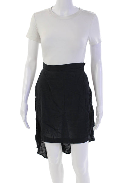 Roman Keflay Womens Side Zip Vintage High Low Skirt Navy Wool Size 4