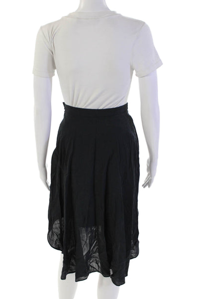 Roman Keflay Womens Side Zip Vintage High Low Skirt Navy Wool Size 4