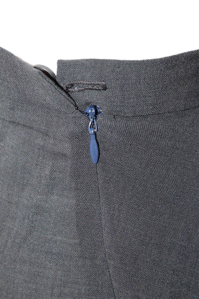 Roman Keflay Womens Side Zip Vintage High Low Skirt Navy Wool Size 4