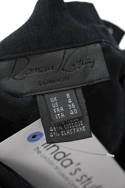 Roman Keflay Womens Side Zip Vintage High Low Skirt Navy Wool Size 4