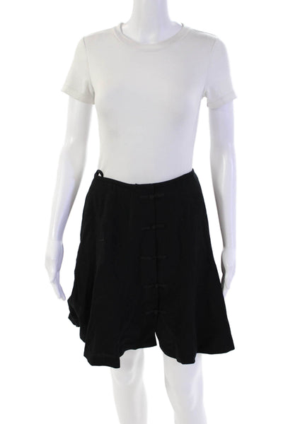 Linda Allard Ellen Tracy Womens Button Front Knee Length Skirt Black Wool Size 6