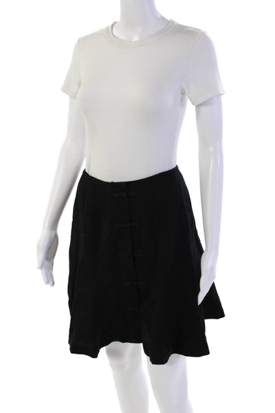 Linda Allard Ellen Tracy Womens Button Front Knee Length Skirt Black Wool Size 6