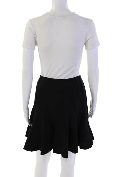 Linda Allard Ellen Tracy Womens Button Front Knee Length Skirt Black Wool Size 6