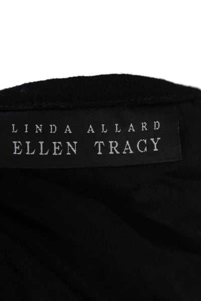Linda Allard Ellen Tracy Womens Button Front Knee Length Skirt Black Wool Size 6