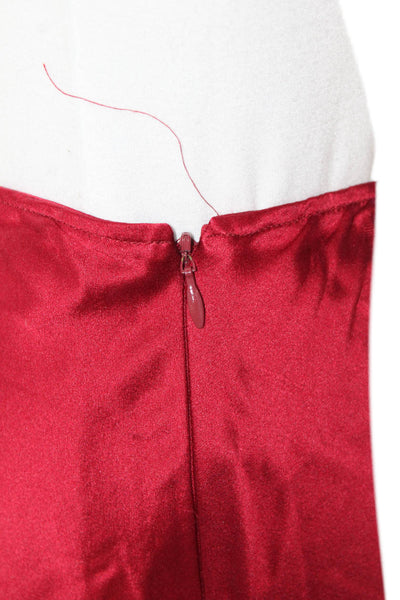 Marc Bouwer Womens Double Side Zip Satin Draped A Line Skirt Red Size Small