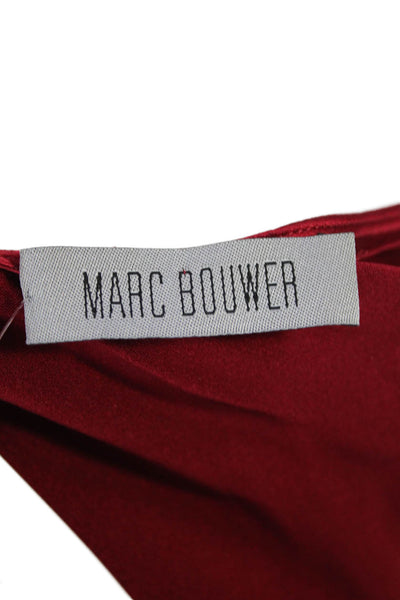 Marc Bouwer Womens Double Side Zip Satin Draped A Line Skirt Red Size Small