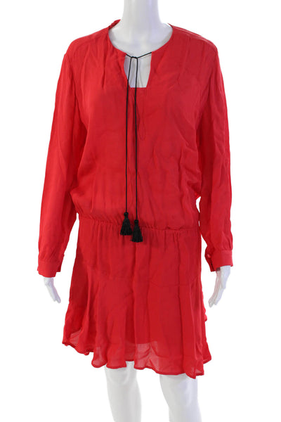 Karina Grimaldi Womens Long Sleeve Keyhole Knee Length Dress Red Size Small