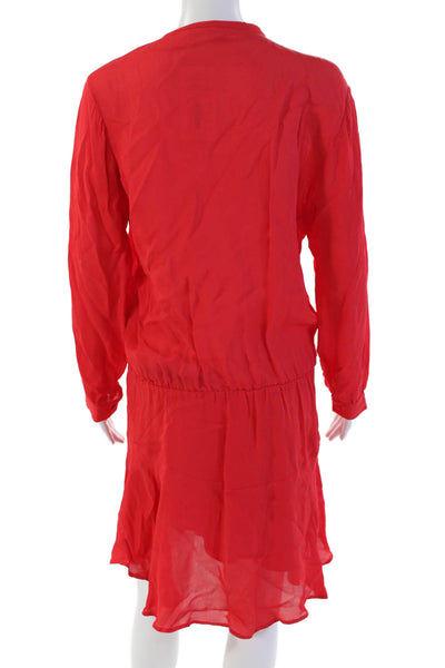 Karina Grimaldi Womens Long Sleeve Keyhole Knee Length Dress Red Size Small