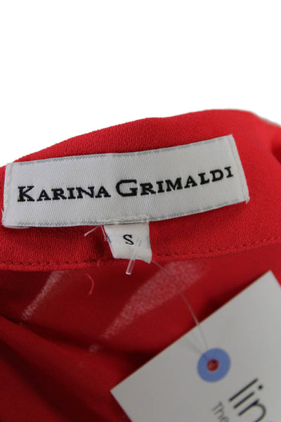 Karina Grimaldi Womens Long Sleeve Keyhole Knee Length Dress Red Size Small