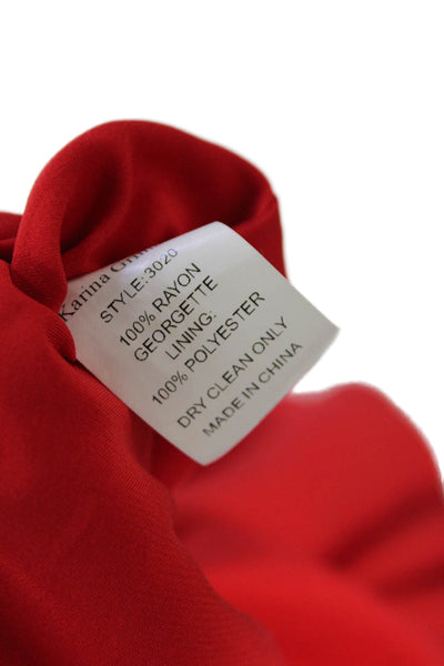 Karina Grimaldi Womens Long Sleeve Keyhole Knee Length Dress Red Size Small