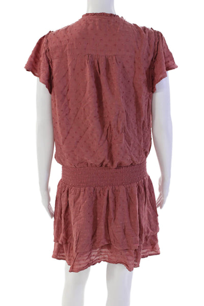 Paige Womens Cap Sleeve Keyhole Tiered Mini Shift Dress Pink Size Medium