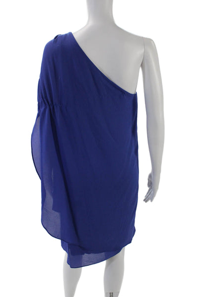 Belle Badgley Mischka Womens Sleeveless One Shoulder Shirt Dress Blue Size 4