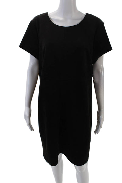 Pure Navy Womens Short Sleeves Knee Length Shift Dress Black Size 16