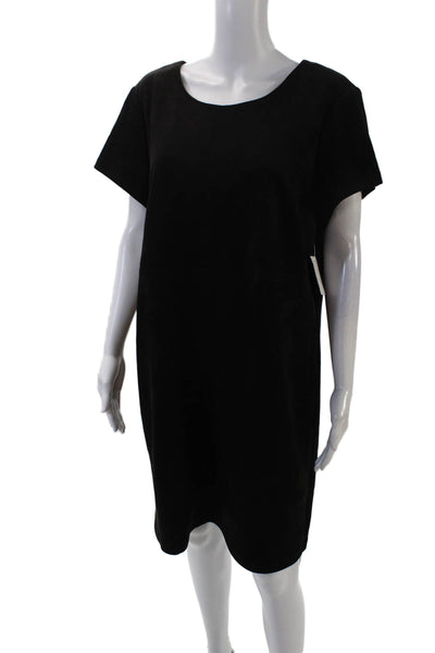 Pure Navy Womens Short Sleeves Knee Length Shift Dress Black Size 16