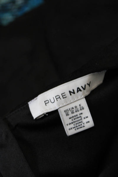 Pure Navy Womens Short Sleeves Knee Length Shift Dress Black Size 16