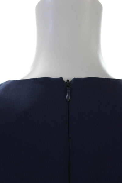 Belle Badgley Mischka Womens Striped Sleeveless Sheath Dress Navy Blue Size 4