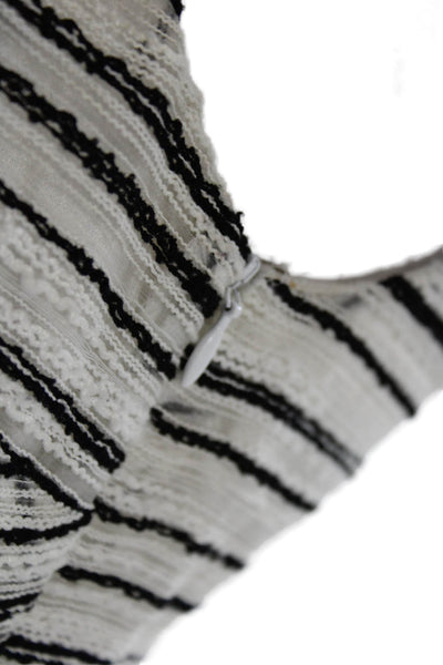 Belle Badgley Mischka Womens Striped Pleated A Line Dress White Black Size 4