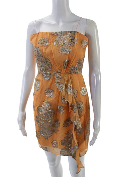 Aidan Aidan Mattox Womens Floral Print Spaghetti Strap Dress Orange Size 6