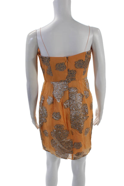 Aidan Aidan Mattox Womens Floral Print Spaghetti Strap Dress Orange Size 6