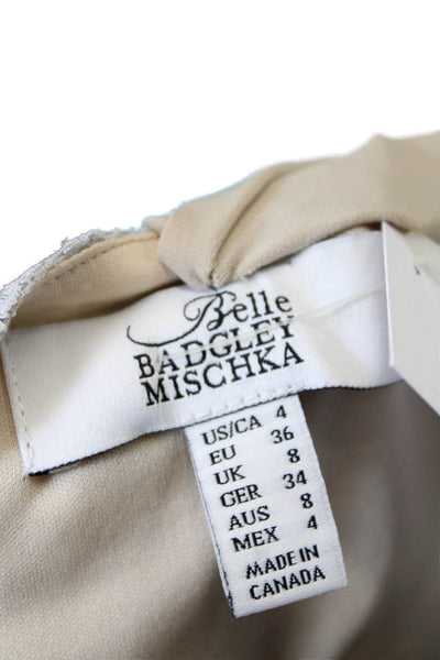 Belle Badgley Mischka Womens Lace Body Con Alexandra Dress Platinum Gray Size 4