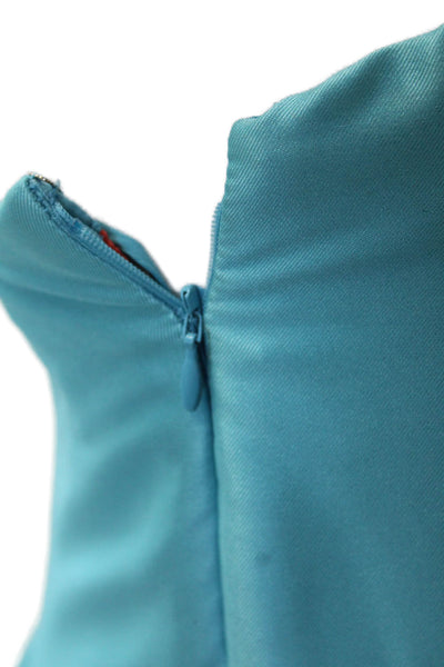 Badgley Mischka Womens Strapless Tiered Cocktail Dress Turquoise Blue Size 2