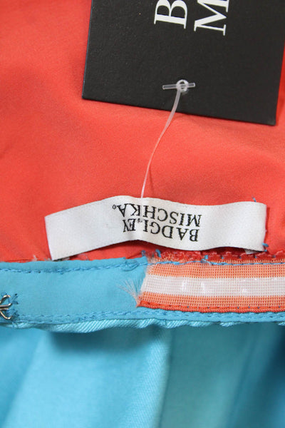 Badgley Mischka Womens Strapless Tiered Cocktail Dress Turquoise Blue Size 2