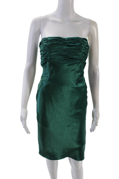 Badgley Mischka Womens Strapless Tiered Cocktail Dress Turquoise Blue Size 2