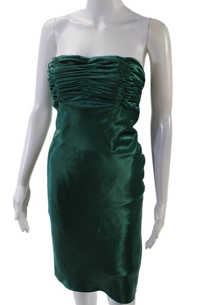 Badgley Mischka Womens Strapless Tiered Cocktail Dress Turquoise Blue Size 2