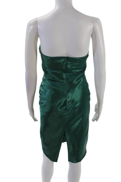 Badgley Mischka Womens Ruched Strapless High Waist Dress Green Size 2