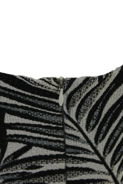 Badgley Mischka Womens Leaf Print Sleeveless Romper White Black Cotton Size 6