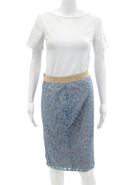 BCBG Max Azria Womens Bess Knee Length Pencil Skirt Shadow Blue Size Extra Small