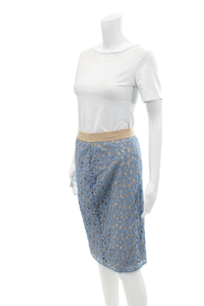 BCBG Max Azria Womens Bess Knee Length Pencil Skirt Shadow Blue Size Extra Small