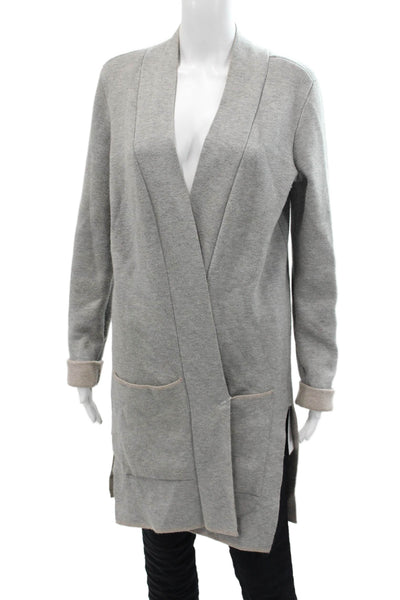 525 America Womens Long Sleeves Cardigan Sweater Light Gray Size Extra Small