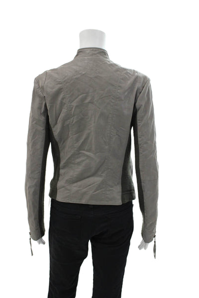 Free People Womens Faux Leather Full Zipper Biker Jacket Gray Size 8