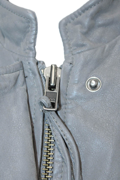 Free People Womens Faux Leather Full Zipper Biker Jacket Gray Size 8