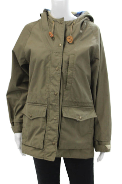 Levi Strauss & Co Womens Hooded Full Zipper Jacket Green Cotton Size Small