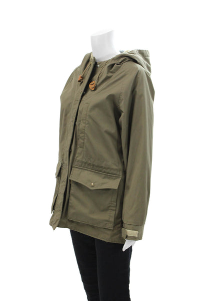 Levi Strauss & Co Womens Hooded Full Zipper Jacket Green Cotton Size Small
