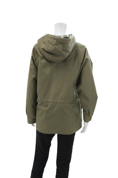 Levi Strauss & Co Womens Hooded Full Zipper Jacket Green Cotton Size Small