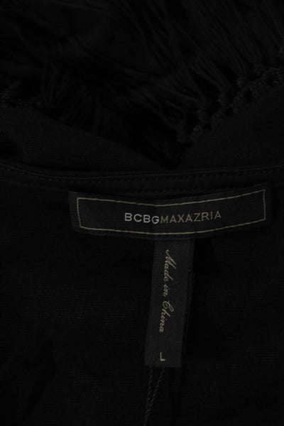 BCBG Max Azria Womens Tassel Detail Sleeveless Tank Top Black Size Large