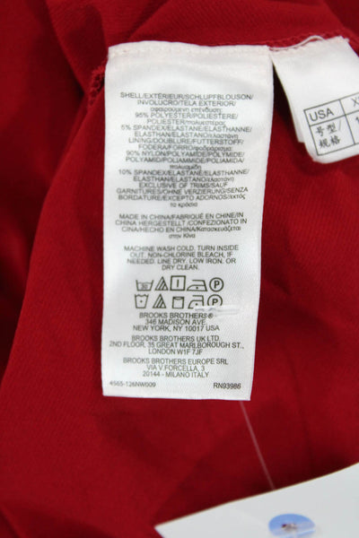 Brooks Brothers Womens Short Sleeves V Neck A Line Dress Red Size Extra Large