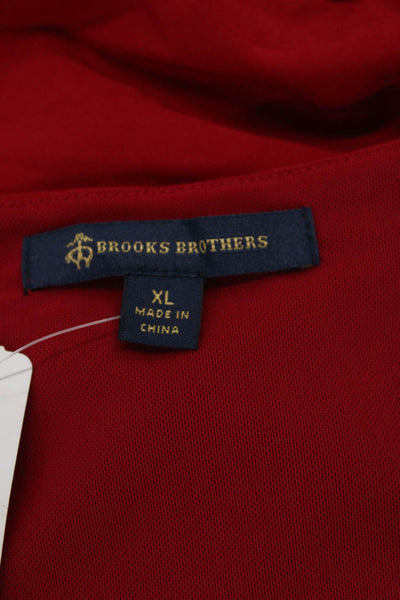 Brooks Brothers Womens Short Sleeves V Neck A Line Dress Red Size Extra Large